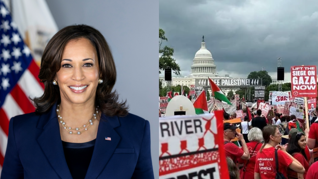 Kamala Harris fordæmir mótmælendur – sakar þá um gyðingahatur og að styðja hryðjuverkasamtök